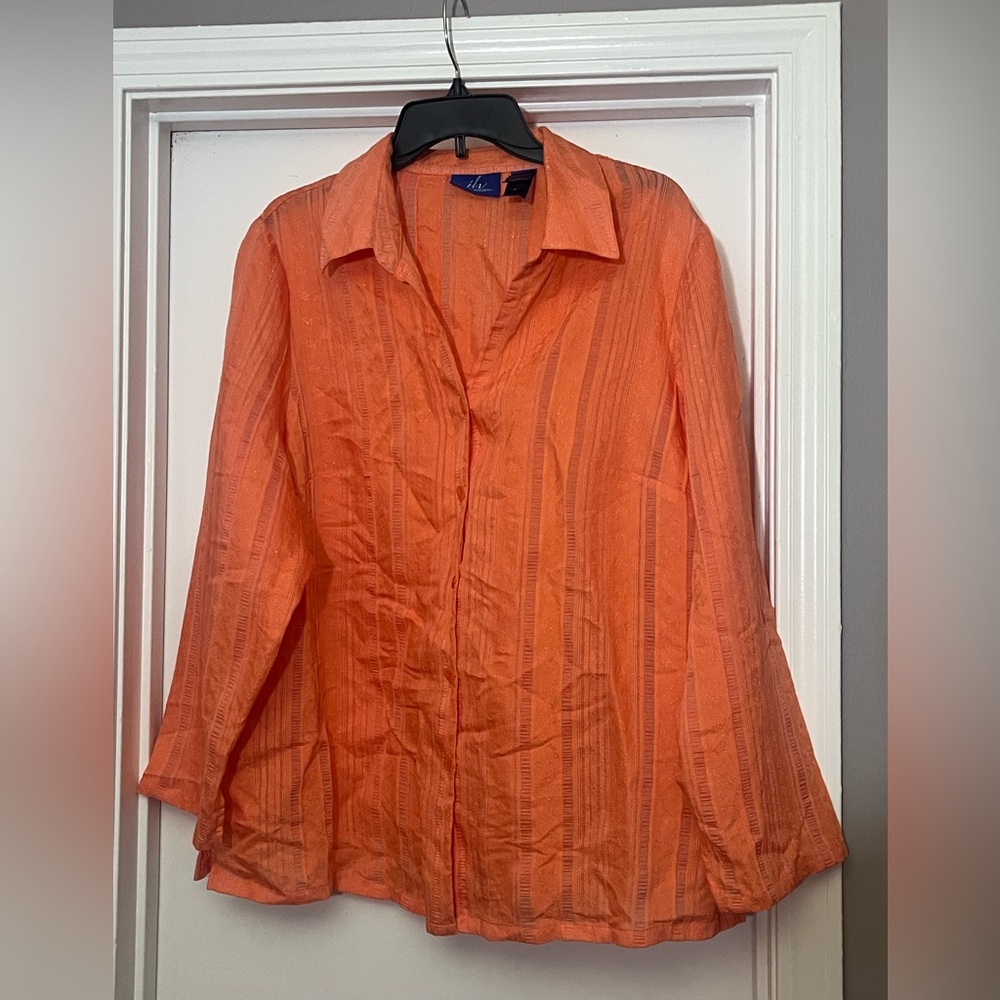 JH collectibles Vibrant Orange Button-Down Shirt for Women size: 2X